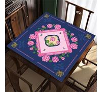 Hixingo Tapete de Mahjong 80x80 cm, Tapete de Mesa de Juegos Antideslizante Delgado Silencioso Portátil, Protector de Mesa con Respaldo de Goma, para Dominó, Cartas (Azul Rosa)