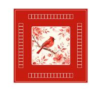 Hixingo Tapete de Mahjong 80x80 cm, Tapete de Mesa de Juegos Antideslizante Grueso Silencioso, Protector de Mesa con Respaldo de Goma para Dominó Cartas (Rojo Floral)