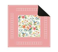 Hixingo Tapete de Mahjong Portátil para Juegos de Mesa, Tapete Cuadrado | Diatomita de Antideslizante Silencioso para Cartas Dados Dominó Tablero | Flores/Pájaros (Rosa,80x80cm)