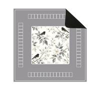Hixingo Tapete de Mahjong Portátil para Juegos de Mesa, Tapete Cuadrado | Diatomita de Antideslizante Silencioso para Cartas Dados Dominó Tablero | Flores/Pájaros (Gris,80x80cm)