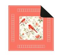 Hixingo Tapete de Mahjong Portátil para Juegos de Mesa, Tapete Cuadrado | Diatomita de Antideslizante Silencioso para Cartas Dados Dominó Tablero | Flores/Pájaros (Gris Topo,80x80cm)