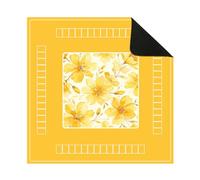 Hixingo Tapete de Mahjong Portátil para Juegos de Mesa, Tapete Cuadrado | Diatomita de Antideslizante Silencioso para Cartas Dados Dominó Tablero | Estampado Floral (Amarillo,80x80cm)