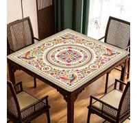Hixingo Tapete de Mahjong Portátil para Juegos de Mesa, Tapete Cuadrado | Diatomita de Antideslizante y Silencioso para Cartas, Dados, Dominó y Tablero (Estilo Bohemio,19.69" x 19.69")