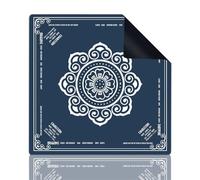 Hixingo Tapete de Mahjong, Tapete de Mesa de Juegos Antideslizante Grueso Silencioso, Estilo Mandala Protector de Mesa con Respaldo de Goma, para Dominó Cartas (90x90cm,Azul Oscuro)