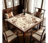 Hixingo Tapete Mahjong 80x80 cm con Bolsa de Transporte, Diseño Floral Vintage Antideslizante, Reducción de Ruido,Tapete Goma Multiusos Plegable para Juegos de Mesa / Cartas (Naranja)