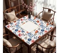 Hixingo Tapete Mahjong 80x80 cm con Bolsa de Transporte, Diseño Floral Vintage Antideslizante, Reducción de Ruido,Tapete Goma Multiusos Plegable para Juegos de Mesa / Cartas (Peonía Beige)
