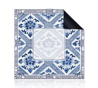 Hixingo Tapete Mahjong 80x80cm con Bolsa de Transporte, Porcelana Azul y Blanca Cubierta de Mesa Mahjong Antideslizante Reduce el Ruido de Goma Multiusos Tapete para Juegos de Mesa (Azul 9)