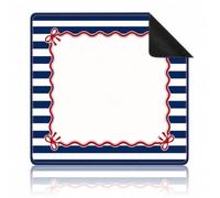 Hixingo Tapete Mahjong para Mesa con Bolsa, 80x80 cm, Antideslizante y Reducción de Ruido, Estampado a Rayas Preppy Tapete de Mahjong Multiusos para Juegos de Mesa / Cartas (Azul Marino)