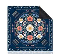 Hixingo Tapete Mahjong para Mesa con Bolsa, 80x80 cm, Antideslizante y Reducción de Ruido, Estampado de Flores Silvestres, Tapete de Mahjong Multiusos para Juegos de Mesa / Cartas (Marrón Claro)