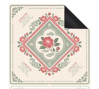 Hixingo Tapete Mahjong para Mesa con Bolsa, 80x80 cm, Estampado Floral Chinoiserie, Antideslizante y Reducción de Ruido, Tapete de Mahjong Multiusos para Juegos de Mesa / Cartas (Flor roja)
