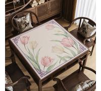 Hixingo Tapete Mahjong para Mesa con Bolsa, 80x80 cm, Estampado Flores Silvestres, Antideslizante y Reducción de Ruido Tapete de Mahjong Multiusos para Juegos de Mesa / Cartas (Estilo 2)