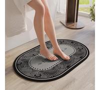 Hixingo Tapis de Bain Diatomite Antidérapant, Lin Tissé Tapis Salle de Bain Absorbante pour Douche Baignoire, Lavable Doux Séchage Rapide, Avec Dos en Caoutchouc, Imprimé Classique (Ondas,50x80cm)