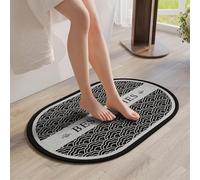 Hixingo Tapis de Bain Diatomite Antidérapant, Lin Tissé Tapis Salle de Bain Absorbante pour Douche Baignoire, Lavable Doux Séchage Rapide, Avec Dos en Caoutchouc, Imprimé Classique (Elegante,60x90cm)