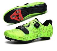 Hixingo Zapatilla de Ciclismo Hombre Mujere Zapatos Bicicleta de Carretera Montaña Impresión Trueno Exterior Compatibles SPD SPD-SL Lock System, Zapatillas de MTB Ciclismo Unisex (Verde,39)