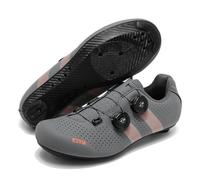 Hixingo Zapatilla de Ciclismo Hombre, Puntera Ancha Zapatos Bicicleta de Carretera Montaña Transpirable Exterior Compatibles SPD/SPD-SL Lock System, Unisex Zapatillas de MTB Ciclismo (Gris,42)