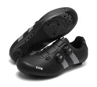 Hixingo Zapatilla de Ciclismo Hombre, Puntera Ancha Zapatos Bicicleta de Carretera Montaña Transpirable Exterior Compatibles SPD/SPD-SL Lock System, Unisex Zapatillas de MTB Ciclismo (Negro,46)