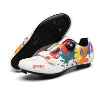 Hixingo Zapatilla de Ciclismo Hombre Zapatos Bicicleta de Carretera Montaña Exterior MTB Compatibles, con SPD/SPD-SL Lock System, Impresión Pintada Zapatillas de Ciclismo Unisex