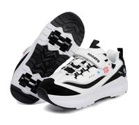 Hixingo Zapatillas con Ruedas, Multifuncionales Zapatillas Patines, Antideslizante Calzado de Skateboarding con Gancho y Bucle para Principiantes, Niños (Negro,39)