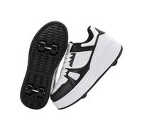 Hixingo Zapatillas con Ruedas, Multifuncionales Zapatillas Patines, Antideslizante Rosa y Negro Calzado de Skateboarding para Principiantes, Niños (Negro - A,35)