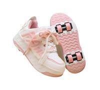 Hixingo Zapatillas con Ruedas, Multifuncionales Zapatillas Patines, Resistente al Desgaste Calzado de Skateboarding Multifuncional 2 en 1 para Principiantes, Niños (Rosa - A,39)