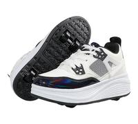 Hixingo Zapatillas con Ruedas, Multifuncionales Zapatillas Patines, Resistente al Desgaste Calzado de Skateboarding Multifuncional 2 en 1 para Principiantes, Niños (Láser Negro,40)