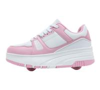 Hixingo Zapatillas con Ruedas, Multifuncionales Zapatillas Patines, Resistente al Desgaste Calzado de Skateboarding Multifuncional 2 en 1 para Principiantes, Niños (Rosa J1,38)