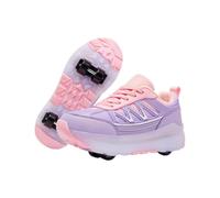 Hixingo Zapatillas con Ruedas, Multifuncionales Zapatillas Patines, Resistente al Desgaste Calzado de Skateboarding Multifuncional 2 en 1 para Principiantes, Niños (Rosa-Morado H1,39)