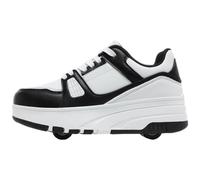 Hixingo Zapatillas con Ruedas, Multifuncionales Zapatillas Patines, Resistente al Desgaste Calzado de Skateboarding Multifuncional 2 en 1 para Principiantes, Niños (Negro J1,37)