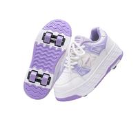 Hixingo Zapatillas con Ruedas, Multifuncionales Zapatillas Patines, Resistente al Desgaste Calzado de Skateboarding Multifuncional 2 en 1 para Principiantes, Niños (Estrellas Moradas,38)