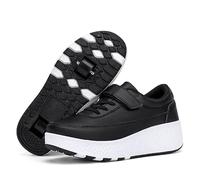 Hixingo Zapatillas con Ruedas Niña Niño Blanco Zapatos con Dos Ruedas para Niñas 2 en 1 Zapatillas Patines Zapatillas Ruedas Niño, Zapatos Patines Calzado de Skateboarding Multifuncionales