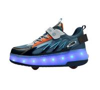 Hixingo Zapatillas con Ruedas Niña Niño, PU Zapatos con Dos Ruedas 2 en 1 Zapatillas Patines Zapatillas Ruedas con Luz LED, Zapatos Patines Calzado de Skateboarding Multifuncionales