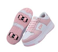 Hixingo Zapatillas con Ruedas Niña Niño, Zapatos con Ruedas Negro, Rosa Zapatillas Patines Zapatillas Ruedas Transpirable Zapatos Patines Calzado de Skateboarding Multifuncionales