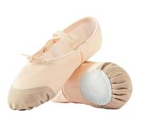 Hixingo Zapatillas Media Punta Ballet Mujer, Zapatillas de Ballet Mujer Tela Zapatos de Baile Split Gomas de Sujeción Precosidas para Práctica de Baile (35,FB23 Beige)