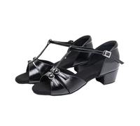 Hixingo Zapatos de Baile Latino Mujer 3cm Tango Zapatos de Salsa y Bachata con Tacón Cómodos Elegante Sandalias para latín, Salsa, Tango, Rumba, Cha Cha -Modelo L1032 (Negro,38)