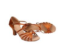 Hixingo Zapatos de Baile Latino Mujer 7cmTango Zapatos de Salsa y Bachata con Tacón Cómodos Elegante Sandalias para latín, Salsa, Tango, Rumba, Cha Cha -Modelo L300 (Marrón,40)