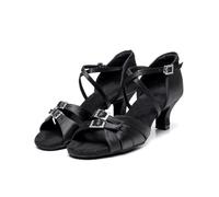 Hixingo Zapatos de Baile Latino Mujer Brillo 5CM, Zapatos Salsa Mujer Tacón Cubano Práctica Profesional para Salsa Tango y Bachata, Fiesta Carnaval (SK30 Negro,35)