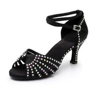 Hixingo Zapatos de Baile Latino Mujer Brillo 7.5CM, Zapatos Salsa Mujer Tacón Cubano Práctica Profesional para Salsa Tango y Bachata, Fiesta Carnaval (1392 Negro,41)