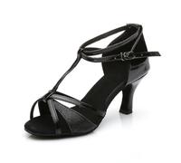 Hixingo Zapatos de Baile Latino Mujer Brillo 7CM, Zapatos Salsa Mujer Tacón Cubano Práctica Profesional para Salsa Tango y Bachata, Fiesta Carnaval (809 Negro,40)