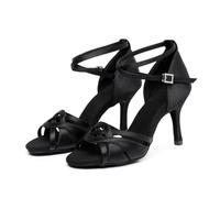 Hixingo Zapatos de Baile Latino Mujer Brillo 8.5CM, Zapatos Salsa Mujer Tacón Cubano Práctica Profesional para Salsa Tango y Bachata, Fiesta Carnaval (9011 Negro,39)