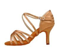 Hixingo Zapatos de Baile Latino Mujer Brillo 8.5CM, Zapatos Salsa Mujer Tacón Cubano Práctica Profesional para Salsa Tango y Bachata, Fiesta Carnaval (SD15 Champán,39)