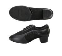 Hixingo Zapatos de Baile Latino Mujer Tacon Bajo 3.5 cm, Zapatos de Baile Mujer Horma Ancha Cordones Práctica Profesional para Cha-Cha, Rumba, Samba, Tango 34-41 EU (Negro 5,38)