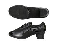 Hixingo Zapatos de Baile Latino Mujer Tacon Bajo 3.5 cm, Zapatos de Baile Mujer Horma Ancha Cordones Práctica Profesional para Cha-Cha, Rumba, Samba, Tango 34-41 EU (Negro 7,38)