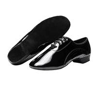 Hixingo Zapatos de Baile Latino Mujer Tacon Bajo 3 cm, Zapatos de Baile Mujer Horma Ancha Cordones Práctica Profesional para Cha-Cha, Rumba, Samba, Tango, Salsa y Bachata (W27 Negro,36)