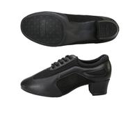 Hixingo Zapatos de Baile Latino Mujer Tacon Bajo 5.5 cm, Zapatos de Baile Mujer Horma Ancha Cordones Práctica Profesional para Cha-Cha, Rumba, Samba, Tango, Salsa y Bachata (ZB30 Negro,41)