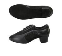 Hixingo Zapatos de Baile Latino Mujer Tacon Bajo 5.5 cm, Zapatos de Baile Mujer Horma Ancha Cordones Práctica Profesional para Cha-Cha, Rumba, Samba, Tango, Salsa y Bachata (KY30 Negro,34)
