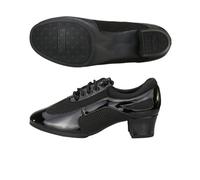 Hixingo Zapatos de Baile Latino Mujer Tacon Bajo 5.5 cm, Zapatos de Baile Mujer Horma Ancha Cordones Práctica Profesional para Cha-Cha, Rumba, Samba, Tango, Salsa y Bachata (ZB30 Negro Brillante,34)