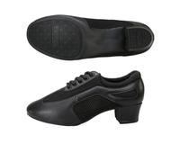 Hixingo Zapatos de Baile Latino Mujer Tacon Bajo 5.5 cm, Zapatos de Baile Mujer Horma Ancha Cordones Práctica Profesional para Cha-Cha, Rumba, Samba, Tango, Salsa y Bachata (Negro 6,35)