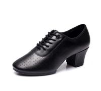 Hixingo Zapatos de Baile Latino Mujer Tacon Bajo 5 cm, Zapatos de Baile Mujer Horma Ancha Cordones Práctica Profesional para Cha-Cha, Rumba, Samba, Tango, Salsa y Bachata (SN92 Negro,41)