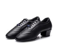 Hixingo Zapatos de Baile Latino Mujer Tacon Bajo 5 cm, Zapatos de Baile Mujer Horma Ancha Cordones Práctica Profesional para Cha-Cha, Rumba, Samba, Tango, Salsa y Bachata (NS27 Negro,44)