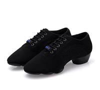 Hixingo Zapatos de Baile Latino Mujer Tacon Bajo 5 cm, Zapatos de Baile Mujer Horma Ancha Cordones Práctica Profesional para Cha-Cha, Rumba, Samba, Tango, Salsa y Bachata (419 Negro,43)